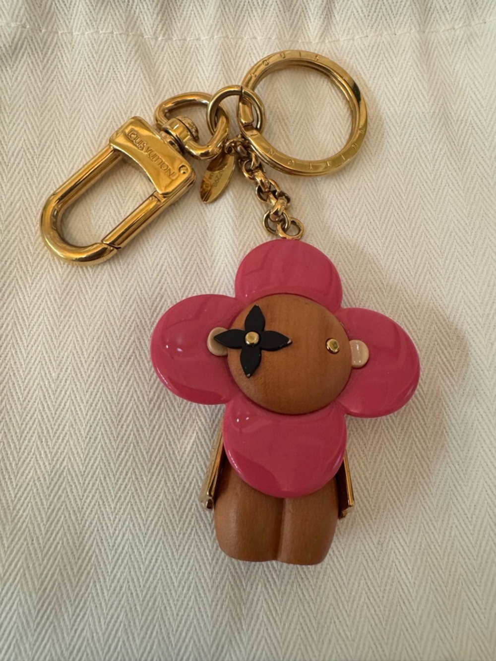 Louis Vuitton Vivienne Pink Flower Doll Key Holder with Gold Hardware
